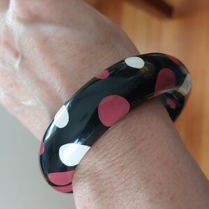 💜5/$25💜 Vintage Black Polka Dot Bangle Bracelet Red